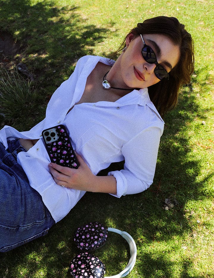 Black and Pink Floral iPhone Case - Image 26