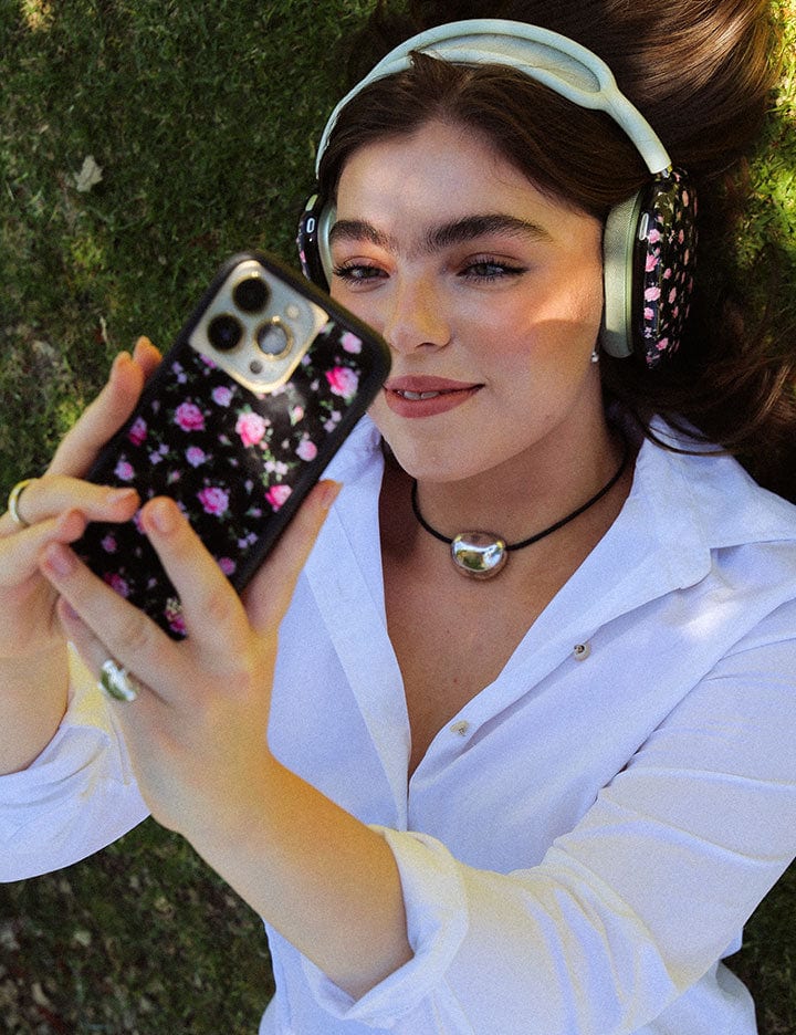 Black and Pink Floral iPhone Case - Image 27