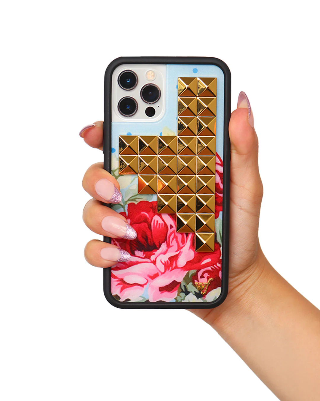 Blue Floral Stud iPhone Case - Image 4