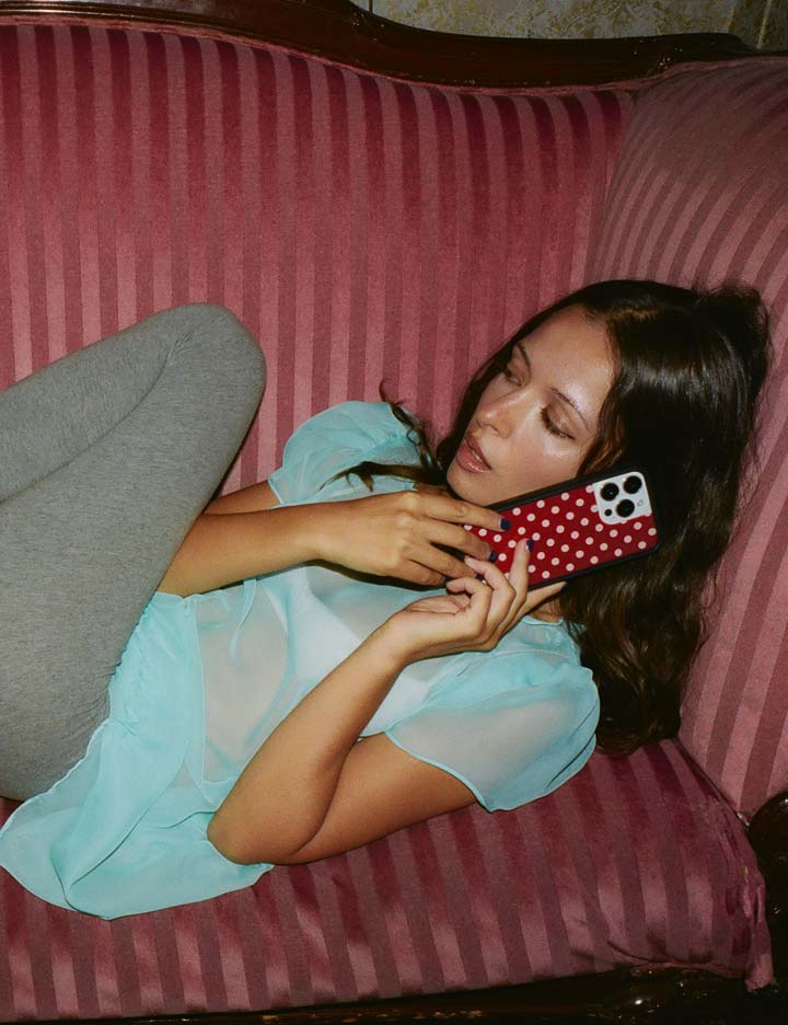 Polka Dot | Burgundy and Cream iPhone Case - Image 44
