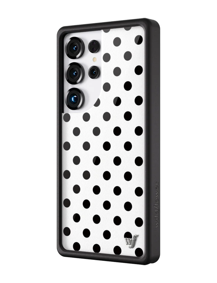 Polka Dot | White and Black Samsung Galaxy Case - Image 2